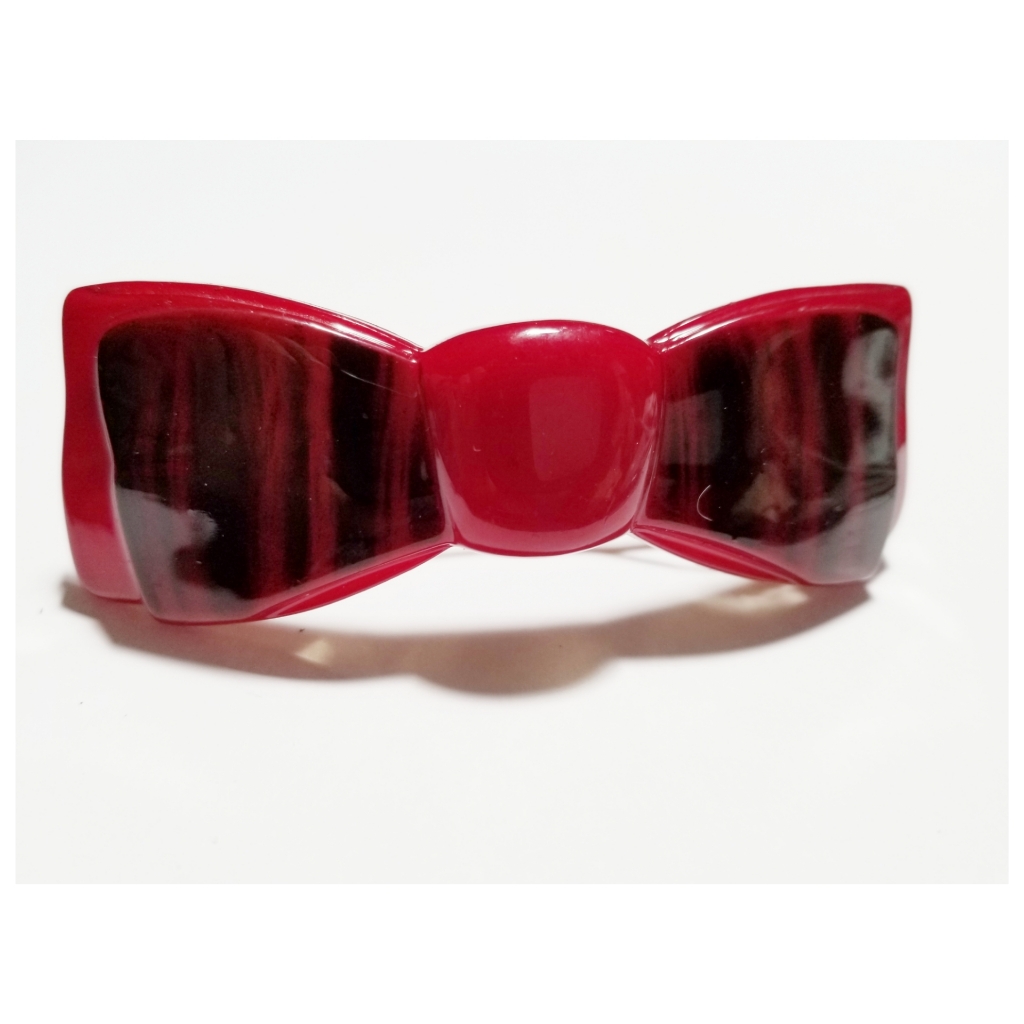 Red/Black "Bow" Barrette Plastic